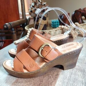 Born Womens Charlotta Slip On Strappy Sandals Brown/Tan Women's Size 9M